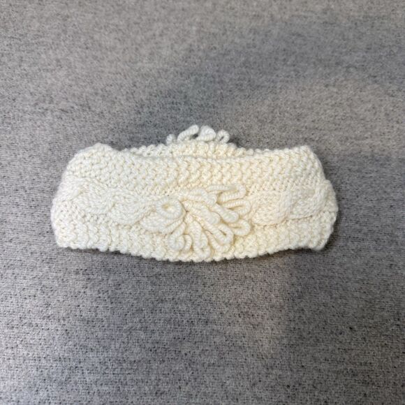 Aran Baby Knit Winter Headband Woollen Mills Merino Wool Ivory Lamb Accent - Picture 2 of 6
